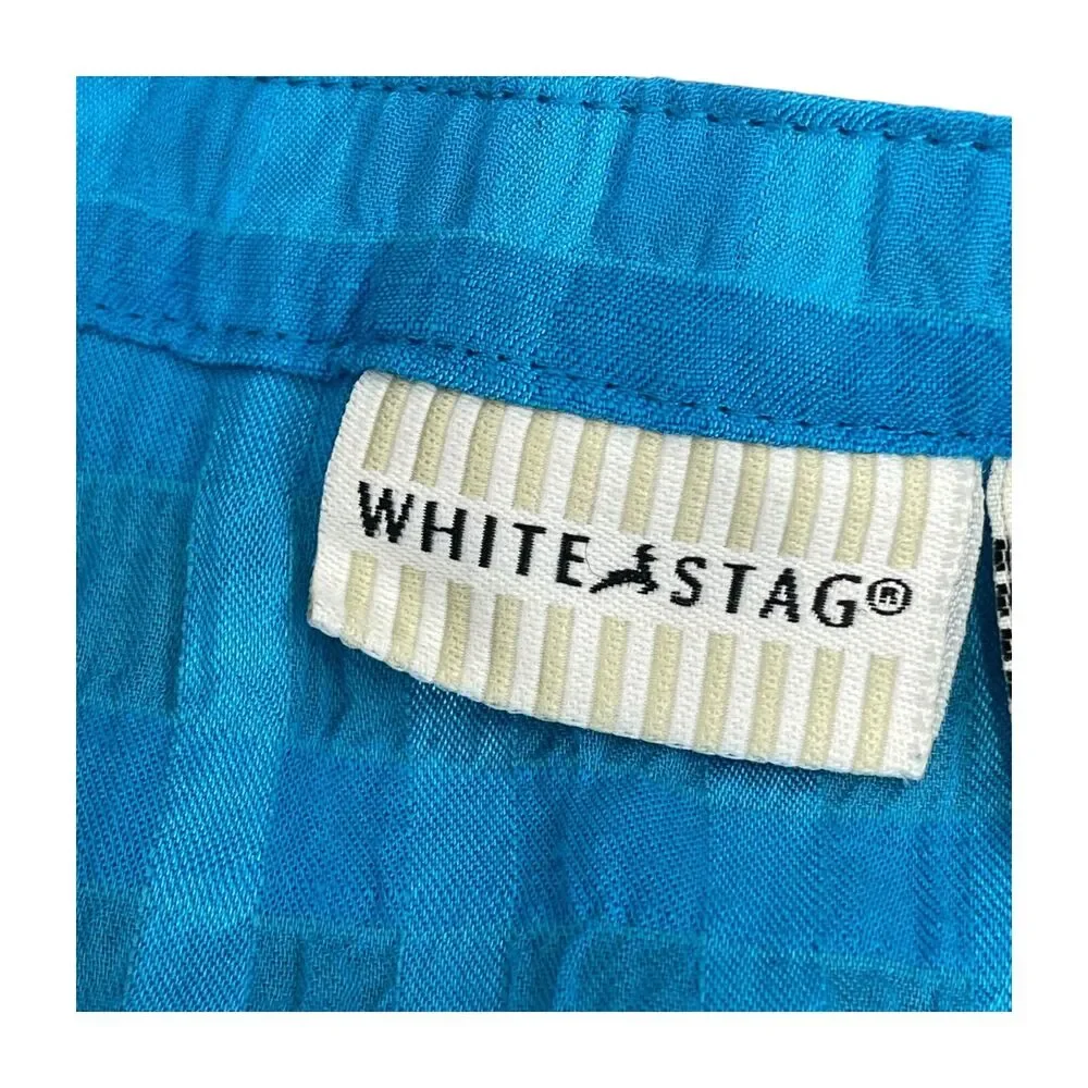 White Stag Blouse Women M (8-10) Blue Plaid Button-Up Side Sits Roll Tab Sleeve - Picture 3 of 8